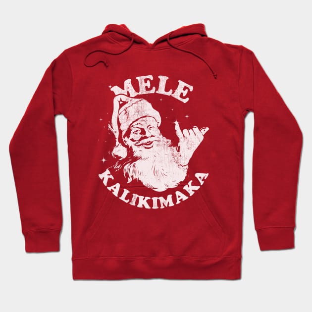 Retro Christmas Mele Kalikimaka Santa Shaka Hawaii Hoodie by Doubledutch